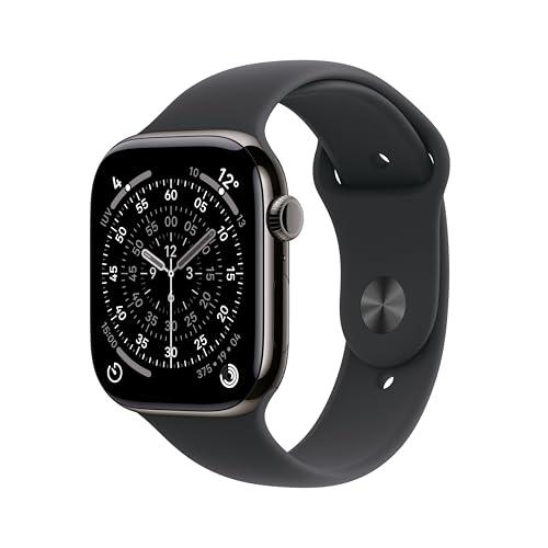 Apple Watch Series 11 GPS + Cellular, Cassa 46 mm in titanio ardesia con Cinturino Sport nero