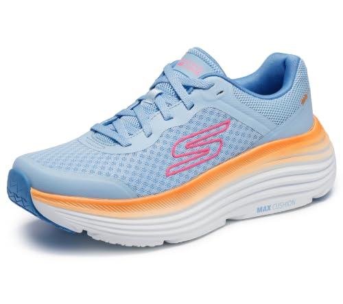 Skechers Donna Max Cushioning Endeavour Canova Trainers, Blue Synthetic/Orange Trim, 37 EU