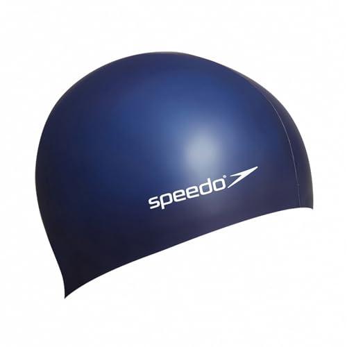 Speedo Cuffia Piscina Unisex Flat in Silicone - Protezione Capelli, Blu Navy, Taglia Unica