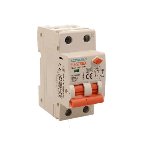 Interruttore Differenziale Magnetotermico 32A C32, RCBO Tipo AC Curva C, 1P+N 6kA 30mA, Doppio Leva con Diagnostica Visiva, 2 Moduli DIN, Serie PL8HM Elettromagnetica