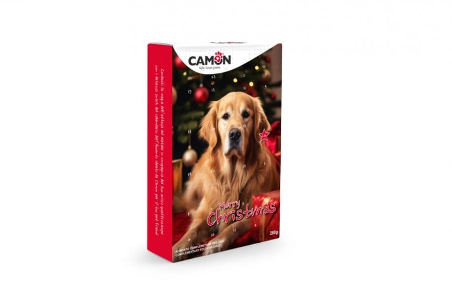 Camon Calendario Avvento per Cani di Tutte le Taglie - Golosi Snack Carne di Anatra per un Natale Felice e Creativo - 200g - Collezione Natale 2024 Merry Christmas