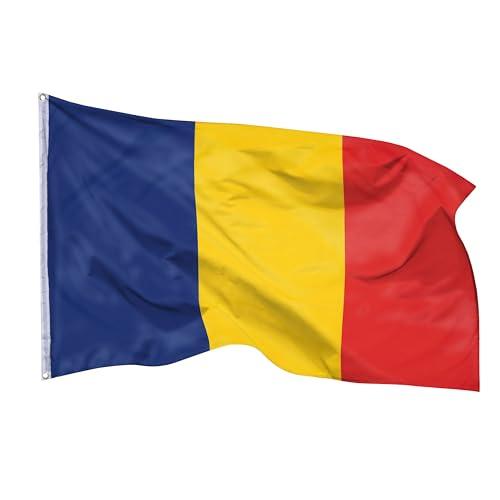 PHENO FLAGS Bandiera Romania - bandiera rumena 90 x 150 cm con occhielli in ottone - bandiera resistente per pennone - 100% poliestere