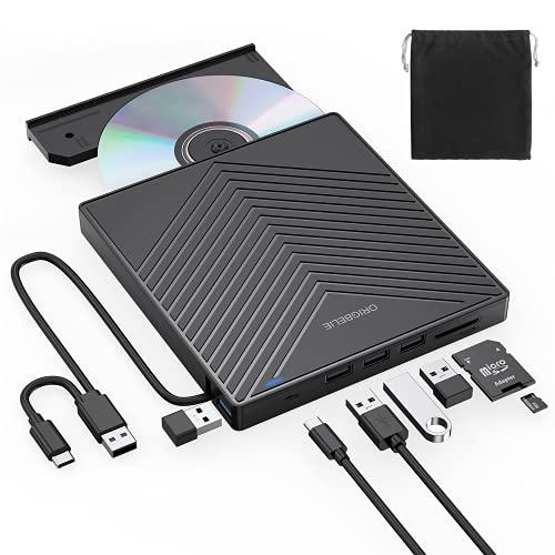 ORIGBELIE Masterizzatore DVD CD Esterno USB 3.0 con Hub USB e Lettore di Schede