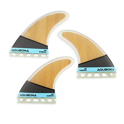 AQUBONA Large (MF) Set di Pinne per Tavole da Surf Performance in Fibra di Bambù