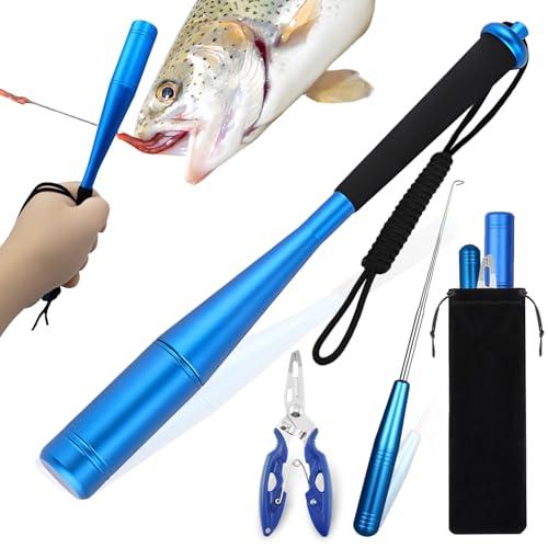 YUJUVI Set Accessori Pesca 3 Pezzi - Ammazza Pesci, Slamatore e Pinza in Alluminio (Blu)