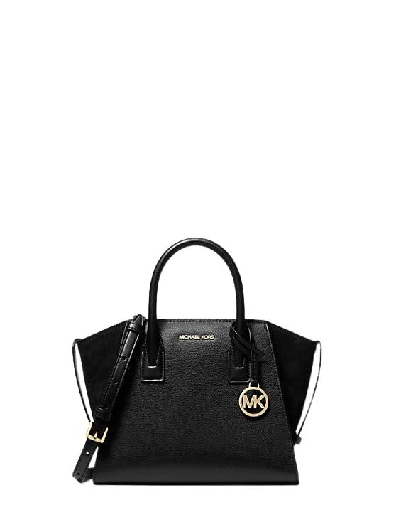 Michael Kors Avril Small Logo e Borsa in Pelle Nero, Camoscio nero, Small