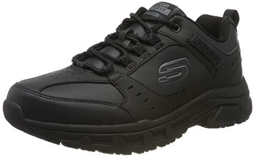 Skechers Oak Canyon Redwick Uomo Formatori, Black Leather Synthetic Textile Black Trim