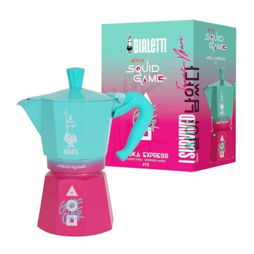 Bialetti Moka Express Squid Game© 6 Tazze, Manico Antiscottatura, Non Adatto all'Induzione, 270ml, Alluminio