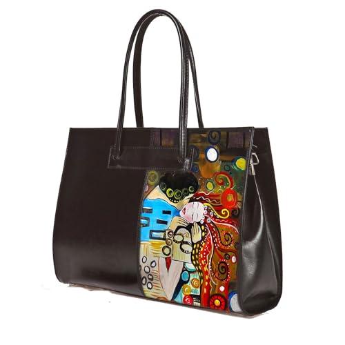 Borsa in pelle dipinta a mano – Omaggio al Bacio Appassionato di Sophie Vogel