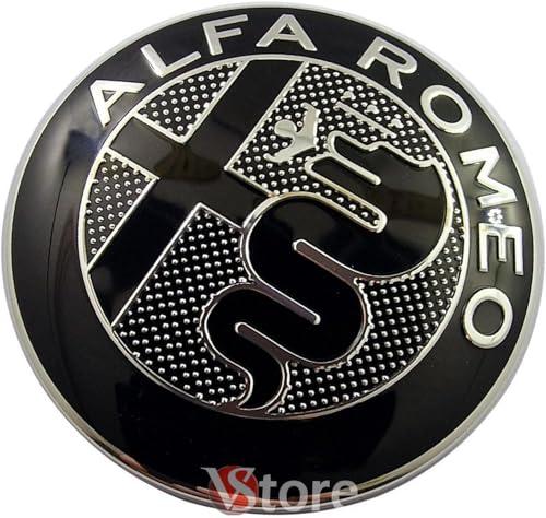 2 Fregi Stemma Compatibili con Alfa Romeo Auto Logo 74mm New Black