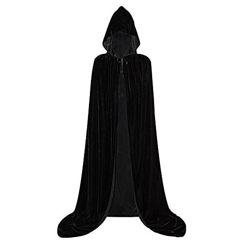 Mantello con Cappuccio Nero Unisex in Velluto Dorato per Costume di Carnevale Halloween - Pekelin