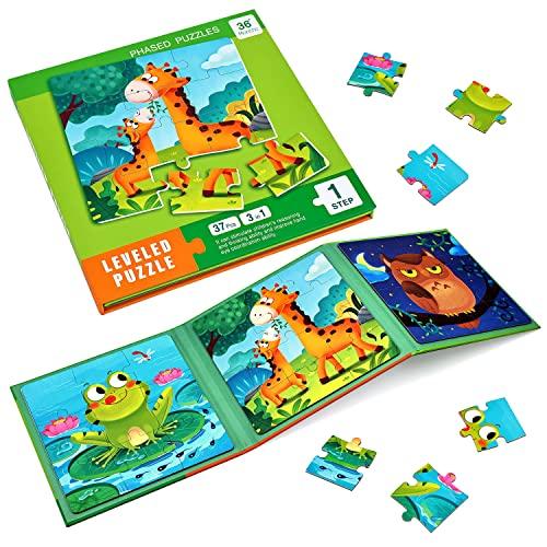 BBLIKE Puzzle Magnetici Bambini 2-5 Anni - Giochi Educativi Montessori per Bambini di 3 4 Anni, Giocattoli da Viaggio per Attività in Aereo e Auto, Regali Compleanno per Bambine (Animale）