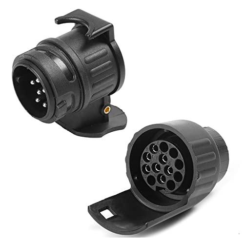 AGRISHOP Adattatore Rimorchio 7 Poli 13 Poli,Adattatore Rimorchio 13 Poli 7 Poli,Adattatore Gancio Traino 13 a 7 Pin,3Pin a 7Pin Adattatore,7 Pin 13 Poli Presa 12 V Convertitore Elettrico Connettore