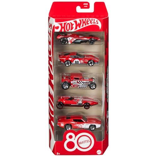 Hot Wheels - Set 5 Veicoli Core Mattel 80° Anniversario