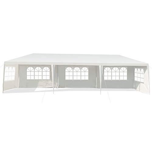 COSTWAY Gazebo da Giardino 3 x 9 m con Pannelli Laterali Rimovibili
