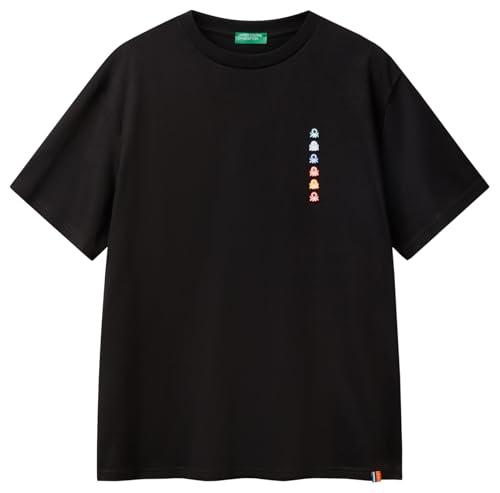 United Colors of Benetton T-Shirt Nera con Logo Multicolor