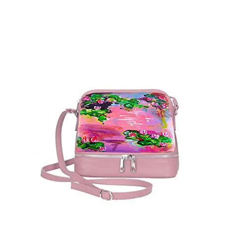 Borsa in Pelle Dipinta a Mano – LE NINFEE ROSA DI MONET