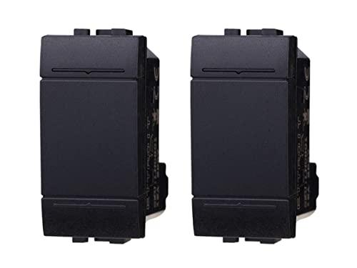 Deviatore Unipolare 1P 16A Compatibile Bticino Living Light - Nero (2 Pezzi)