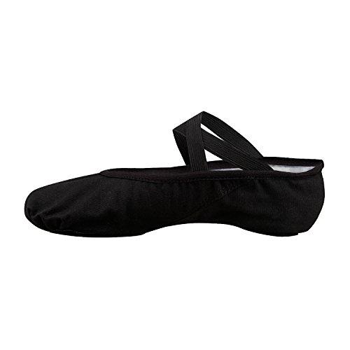 Bezioner Scarpe da Balletto in Tela Split Sole - Nero e Rosa Chiaro
