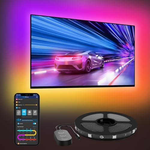 Govee TV LED Backlight, Intelligenti RGBIC da 2,4M per TV da 40-50 pollici, Striscia LED Intelligente con Controllo Bluetooth e Wi-Fi, Funziona con Alexa e Google Assistant, Sincronizzazione Musicale