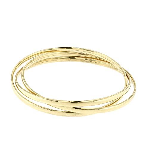 Linea Italia Gioielli - Bracciale Da Donna In Argento 925 Placcato Oro con Tre Cerchi Intrecciati