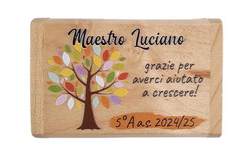 Chiavetta USB in Legno Personalizzata - Regalo Maestra/Maestro Fine Anno (Albero della Vita)