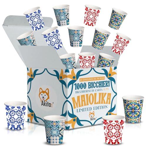 AKITAInk 1000 Bicchierini Caffè Carta 75ml – Design Maiolika Costiera Amalfitana