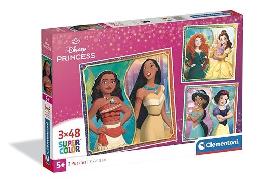 Clementoni - Puzzle Disney Princess 3x48 Pezzi Supercolor