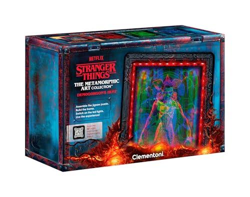 Clementoni - Stranger Things Metamorphic Art Collection - Demogorgon’s Hunt, Quadro Interattivo 520 Pezzi con LED RGB