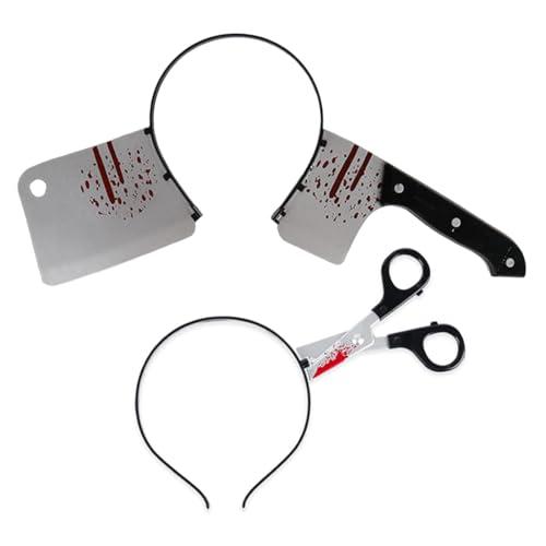 Cerchietti Horror Halloween: Mannaia e Forbici Insanguinate per un Look Spaventoso