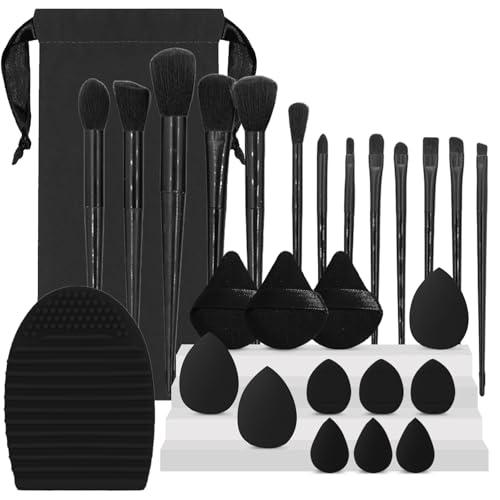 Set di pennelli da trucco da viaggio, 26 pezzi, kit di spugne sintetiche di alta qualità, per fondotinta, correttori, cipria, spugnette per principianti