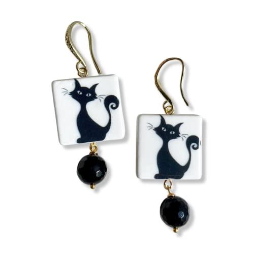 Orecchini Artigianali in Ceramica con Gattini