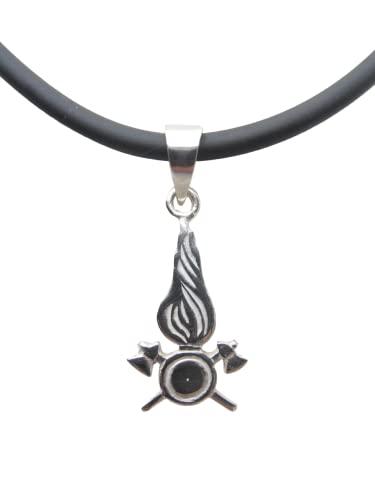 Ciondolo Vigili del Fuoco in Argento 925 con Girocollo in Caucciù