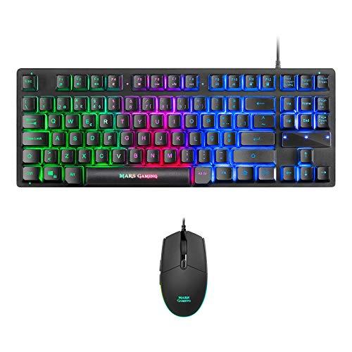 Mars Gaming MCPTKL, Set RGB Tastiera H-Mech TKL e Mouse 3200DPI, Layout PT