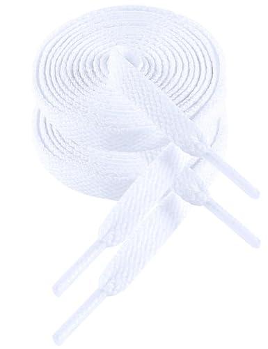 VSUDO 110 cm Lacci per Scarpe Bianco Neve Piatti da Ginnastica, Lacci Sneakers Bianco Neve Larghi 8mm, Stringhe Scarpe da Ginnastica, Lacci per Scarpe Sportive di Ricambio (1 Paio-Bianco Neve-110cm)