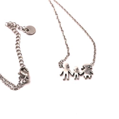 Collana Famiglia in Acciaio Inossidabile con Ciondolo Personalizzabile