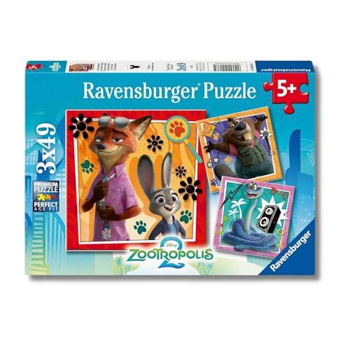 Ravensburger - Puzzles Zootropolis 2 Confezioni Da 3 | Puzzle Bambini 5 Anni O Più | Regalo Bimba 5 Anni 3 X 49 Pezzi | Puzzle Bambini 21 X 21 Cm | Puzzles Perfetti Ravensburger