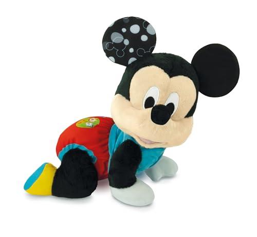 Clementoni Disney Baby Mickey Gattona con Me - Peluche Disney Parlante Italiano, Canzoncine e Filastrocche, Gioco Bambini 6 Mesi per Imparare a Gattonare, Primi Passi, Centro attività Musicale, 17991