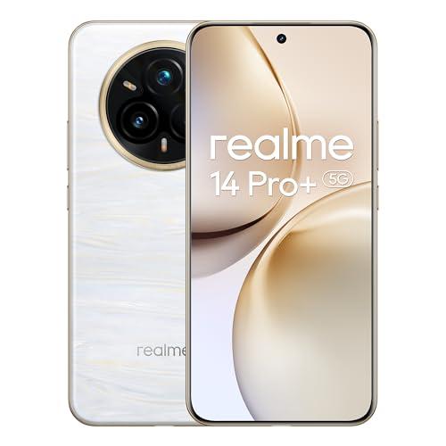 realme 14 Pro+ Smartphone 5g, 8 + 256GB, Bianco, fotocamera Sony OIS Periscopica 3X, design che cambia colore sensibile al freddo, IP66/68/69, display da 120Hz, esclusiva Amazon,Nessun adattatore