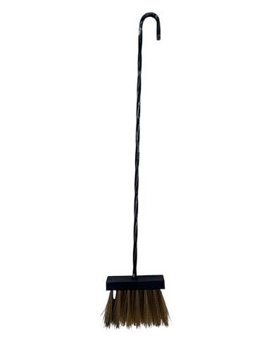 Scopetta per Camino in Ferro con Setole in Ottone, Manico Lungo 53 cm, Nera