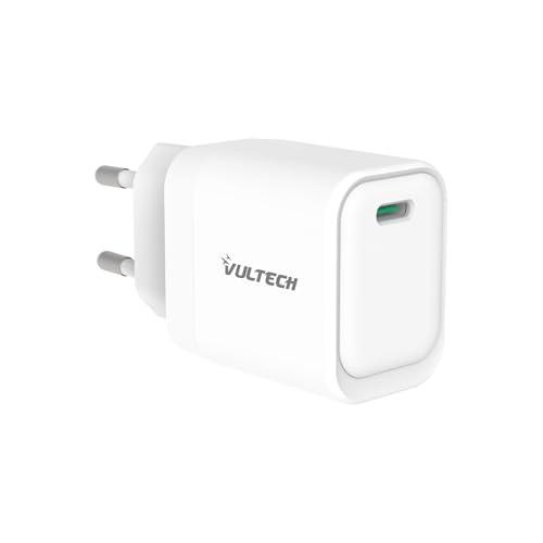 VulTech CC20-1C Caricatore Universale iPhone,Samsung,Xiaomi,Oppo,Google Pixel,Realme Smartphone Tablet 20W GaN USB-C/Type-C PD3.0 QC3.0 PPS bianco - compatto