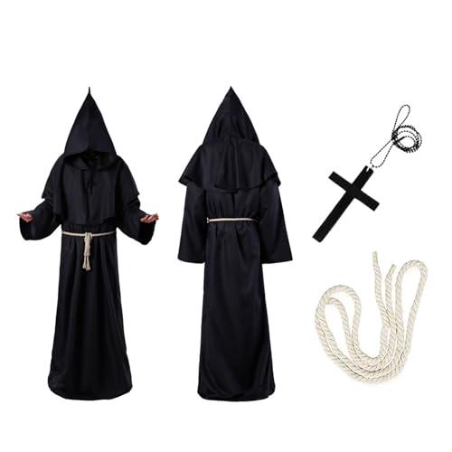 Costume da Monaco Medievale Rinascimentale Uomo - Abito da Mago Adulto per Halloween e Cosplay