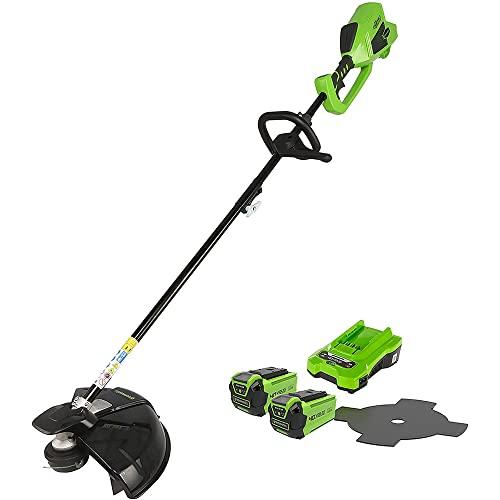Greenworks GD40BCK2X Decespugliatore a Batteria 40V con Motore Brushless, Imbracatura e Doppia Testina