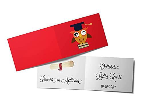 110 Bigliettini Bomboniera Laurea Rosso Gufo Confetti