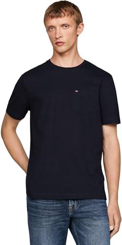 Tommy Hilfiger Uomo T-Shirt Maniche Corte Essential con Taschino sul Petto, Blu (Desert Sky)