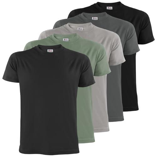 ALPIDEX T-Shirt Uomo Girocollo - Confezione da 5 - Storm - XXL