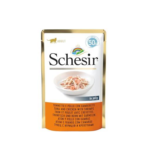 Schesir Cibo Umido per Gatti Adulti Tonno Pollo Gamberetti in Gelatina (30x50g)