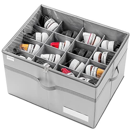 Organizzatore Scarpe per Armadio 16 Paia, Contenitore Pieghevole Grigio