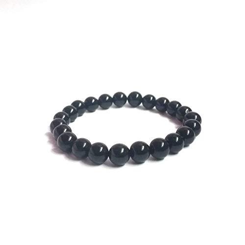 Bracciale Onice Nero Liscia Unisex - Eleganza Naturale Fatta a Mano