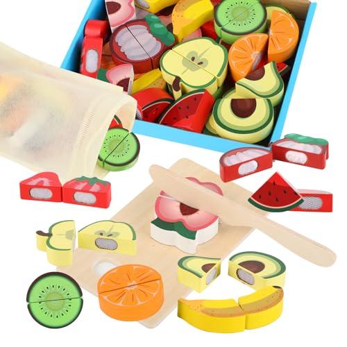 Set Cucina in Legno per Bambini con Frutta da Tagliare